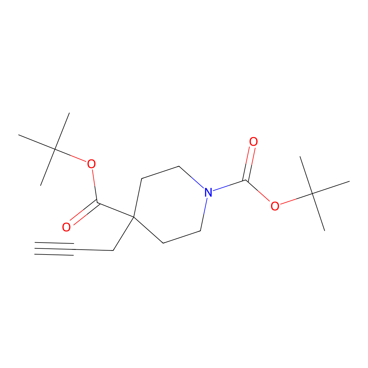 1,4-Di-tert-butyl 4-(prop-2-yn-1-yl)piperidine-1,4-dicarboxylate molecular structure, CAS 2225141-32-0
