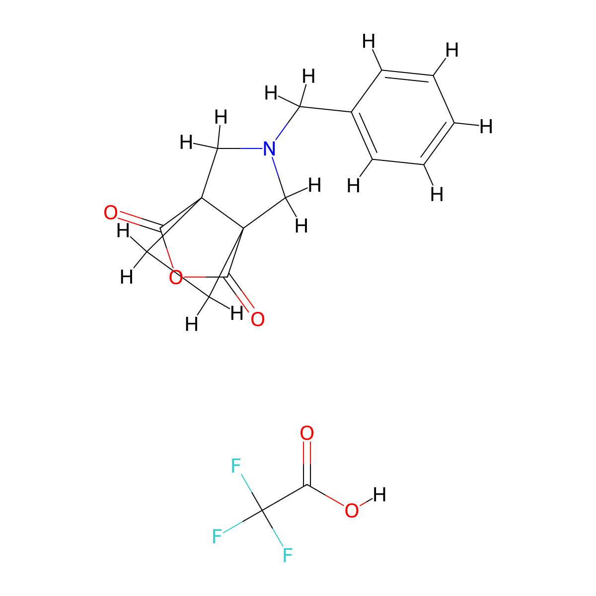 7-Benzyl-3-oxa-7-azatricyclo[3.3.2.0,1,5]decane-2,4-dione trifluoroacetic acid molecular structure, CAS 2225141-37-5