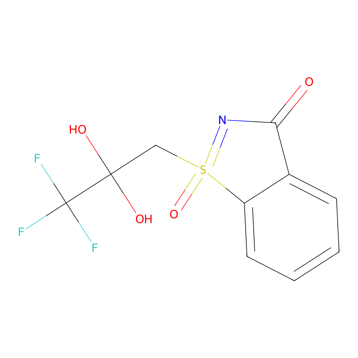1-(3,3,3-trifluoro-2,2-dihydroxypropyl)-3H-1lambda6,2-benzothiazole-1,3-dione molecular structure, CAS 2225141-38-6