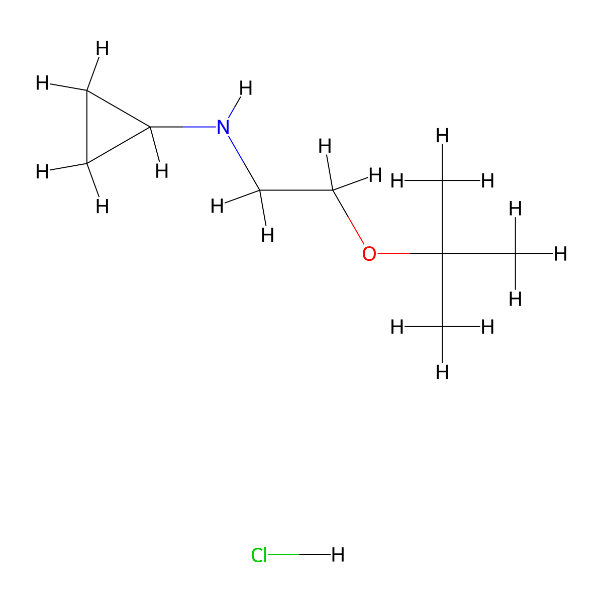 N-[2-(tert-butoxy)ethyl]cyclopropanamine hydrochloride molecular structure, CAS 2225141-49-9