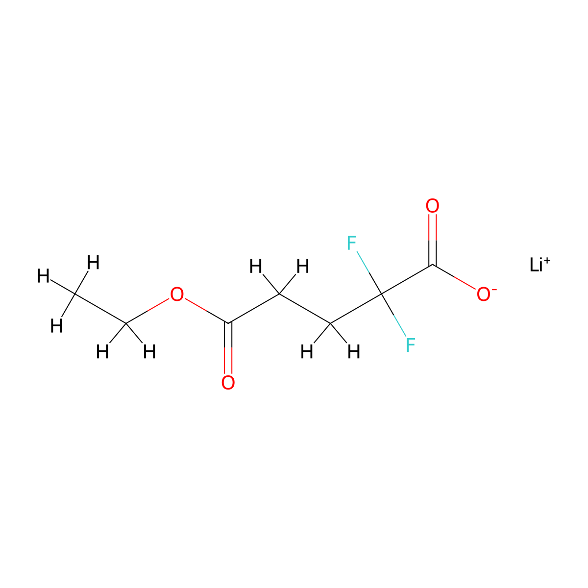 Lithium(1+) ion 5-ethoxy-2,2-difluoro-5-oxopentanoate molecular structure, CAS 2225141-51-3