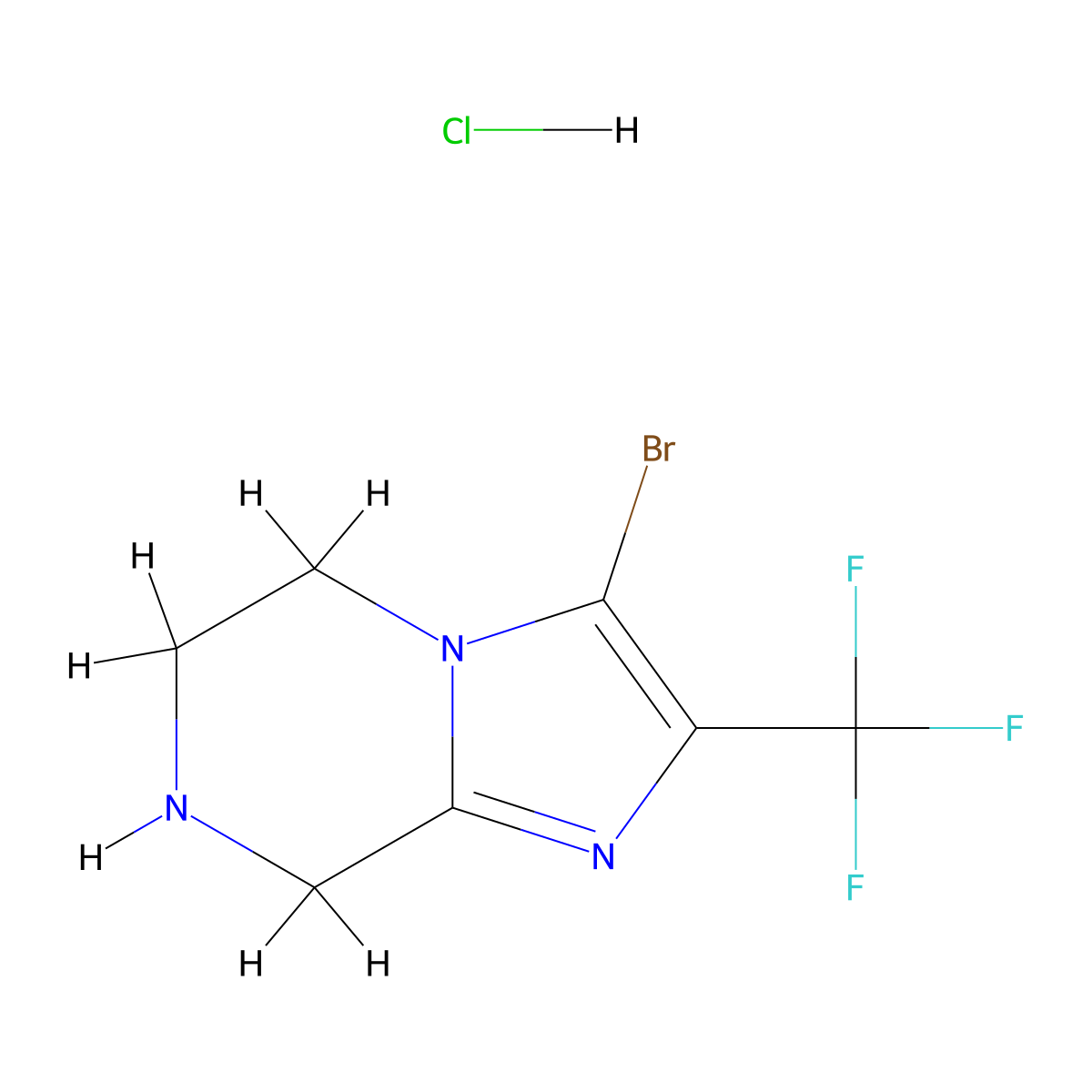 3-bromo-2-(trifluoromethyl)-5H,6H,7H,8H-imidazo[1,2-a]pyrazine hydrochloride molecular structure, CAS 2225141-52-4