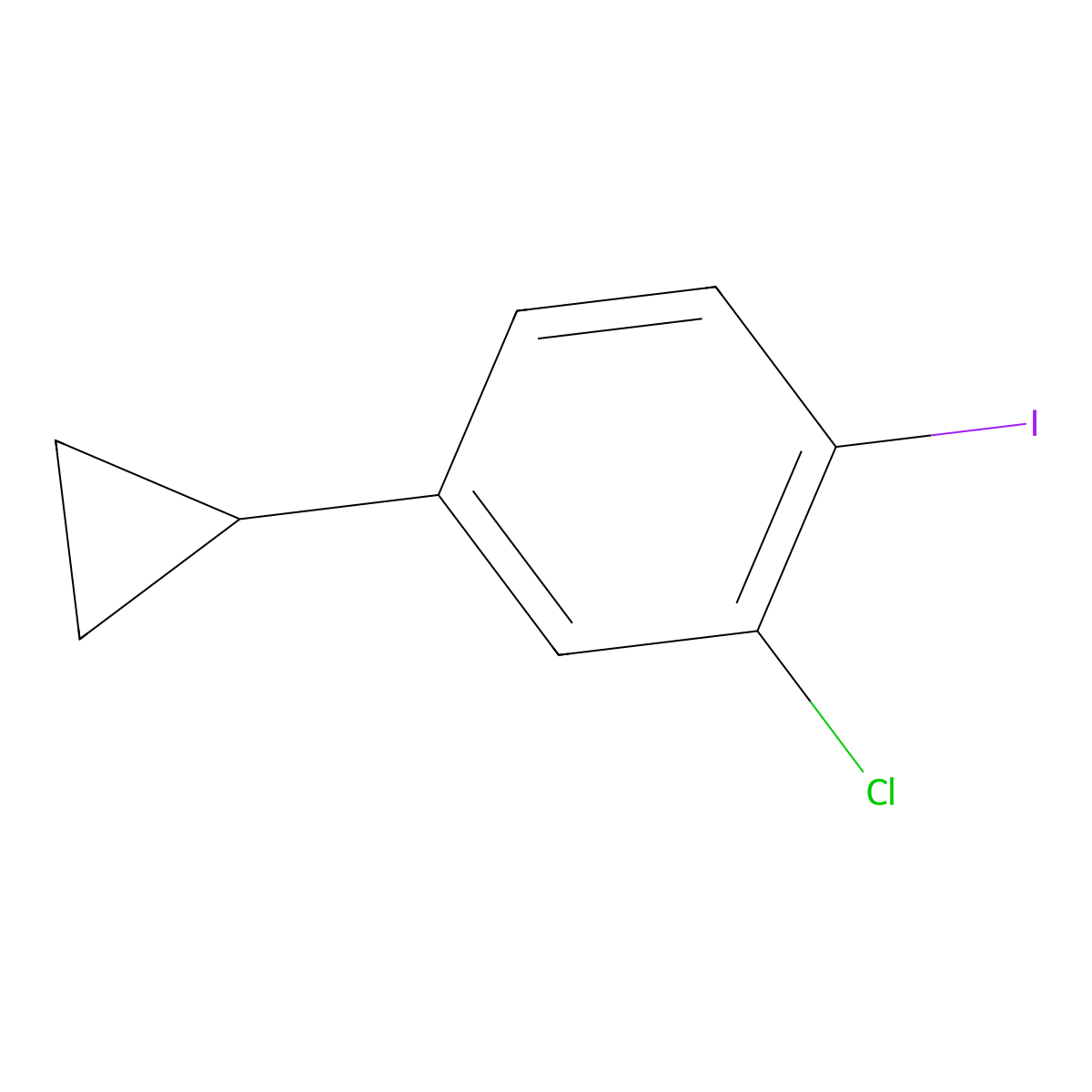 2-Chloro-4-cyclopropyl-1-iodobenzene molecular structure, CAS 2225141-53-5