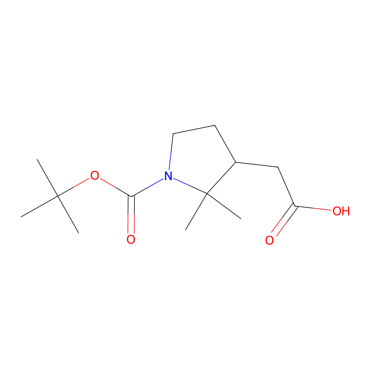 2-{1-[(Tert-butoxy)carbonyl]-2,2-dimethylpyrrolidin-3-yl}acetic acid molecular structure, CAS 2225141-57-9