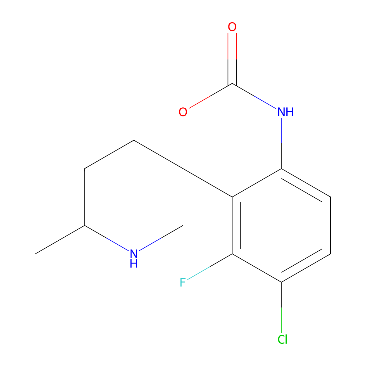 6-Chloro-5-fluoro-6'-methyl-1,2-dihydrospiro[3,1-benzoxazine-4,3'-piperidine]-2-one molecular structure, CAS 2225141-58-0
