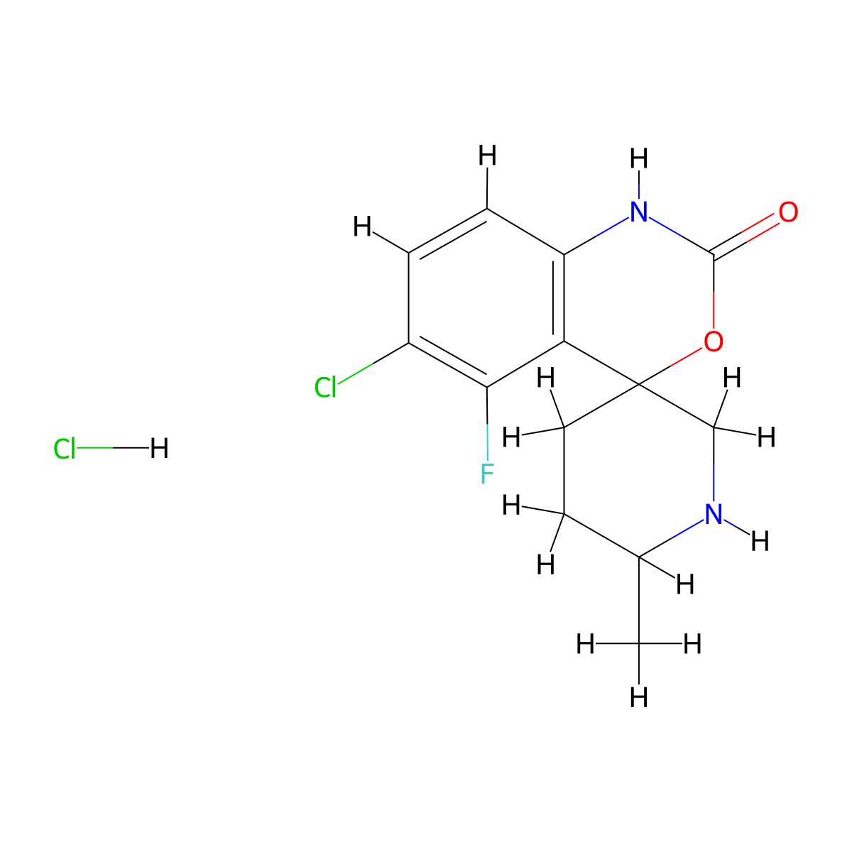 6-Chloro-5-fluoro-6'-methyl-1,2-dihydrospiro[3,1-benzoxazine-4,3'-piperidine]-2-one hydrochloride molecular structure, CAS 2225141-59-1