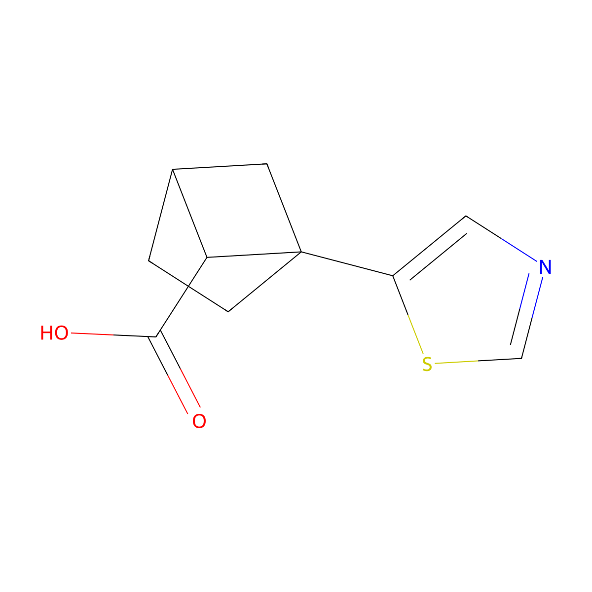 1-(1,3-Thiazol-5-yl)bicyclo(2.1.1)hexane-5-carboxylic acid molecular structure, CAS 2225141-61-5