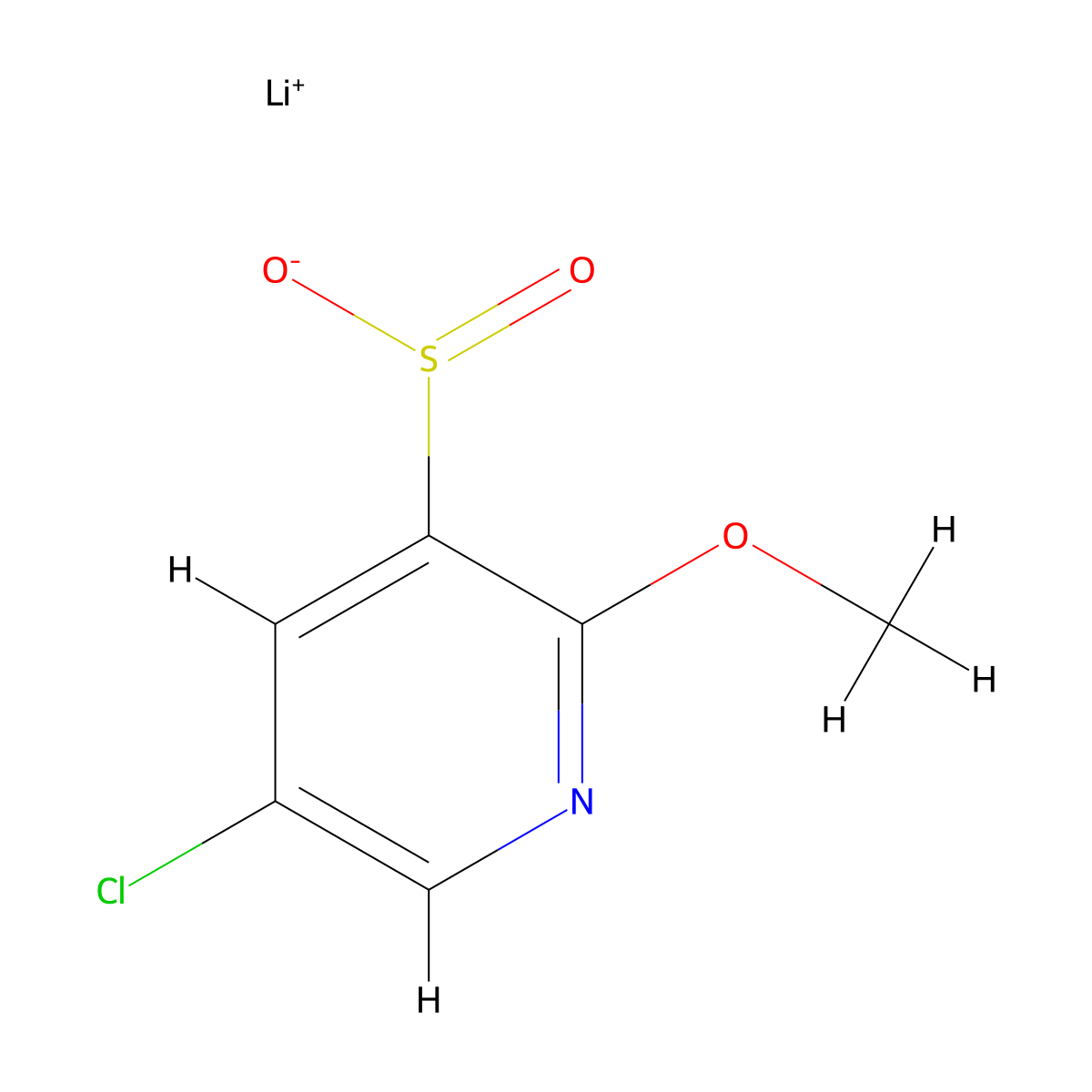 Lithium(1+) 5-chloro-2-methoxypyridine-3-sulfinate molecular structure, CAS 2225141-70-6
