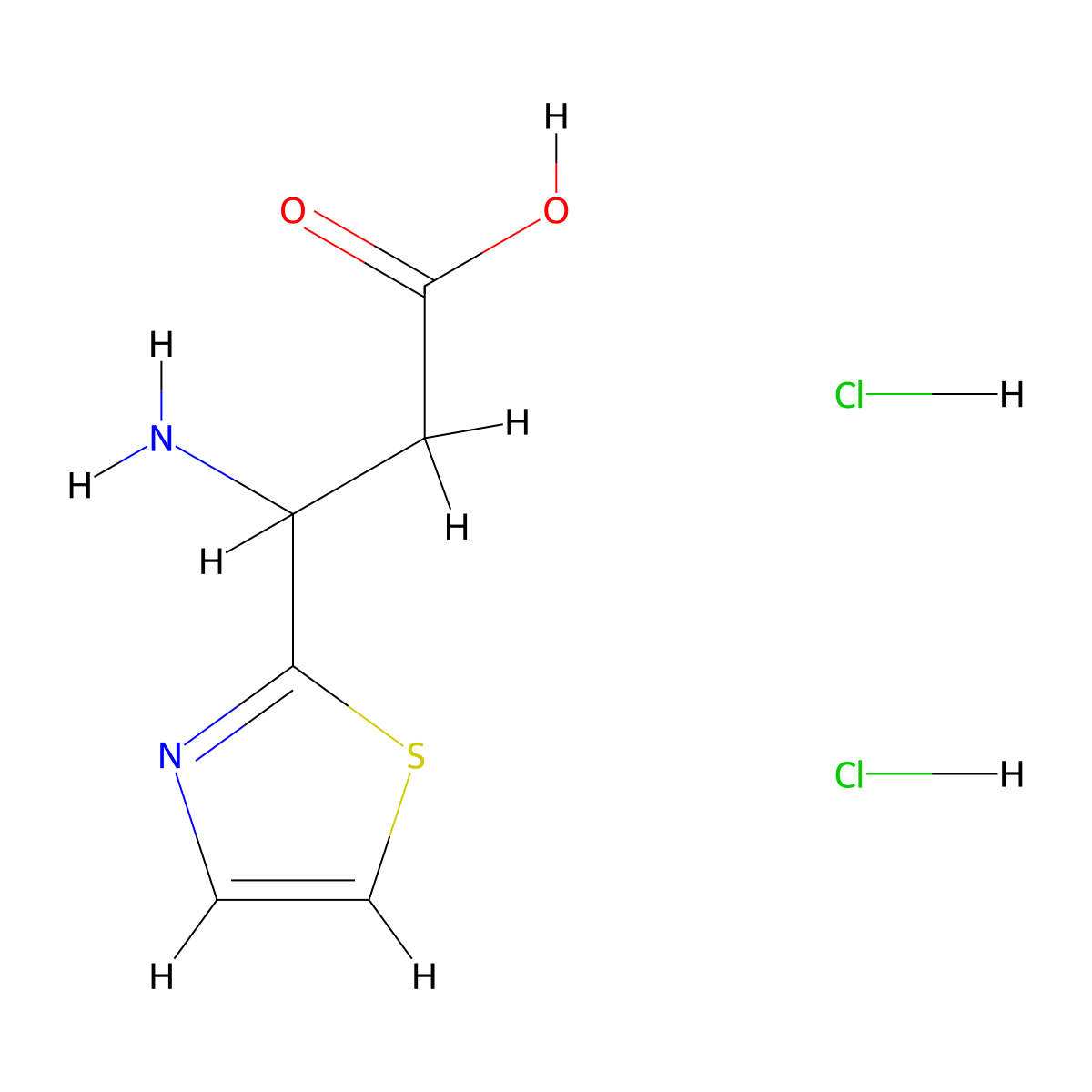 3-Amino-3-(1,3-thiazol-2-yl)propanoic acid dihydrochloride molecular structure, CAS 2225141-78-4