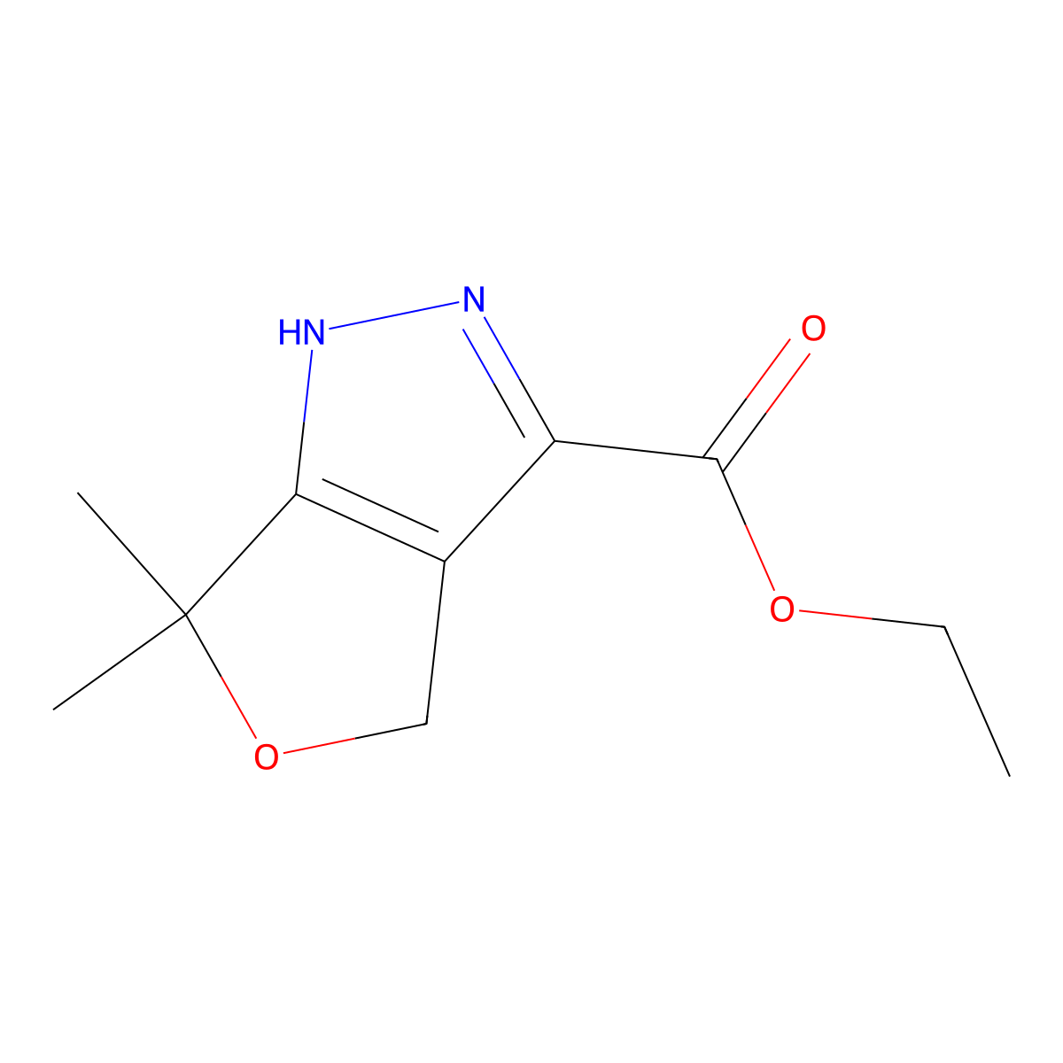ethyl 6,6-dimethyl-1H,4H,6H-furo[3,4-c]pyrazole-3-carboxylate molecular structure, CAS 2225141-91-1