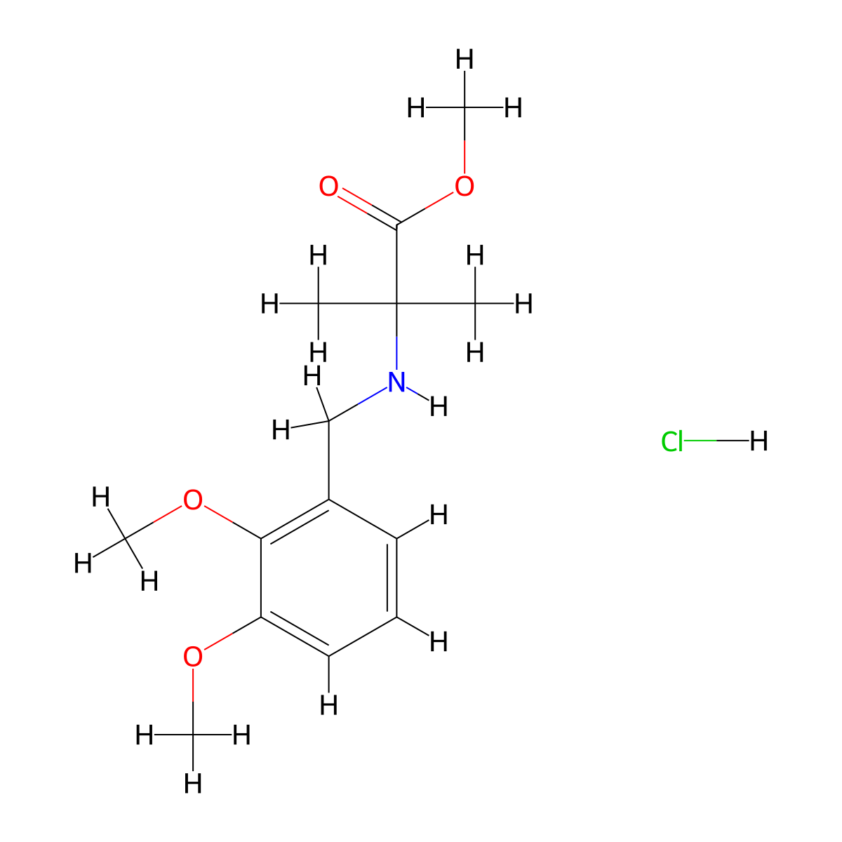 Methyl 2-{[(2,3-dimethoxyphenyl)methyl]amino}-2-methylpropanoate hydrochloride molecular structure, CAS 2225142-01-6