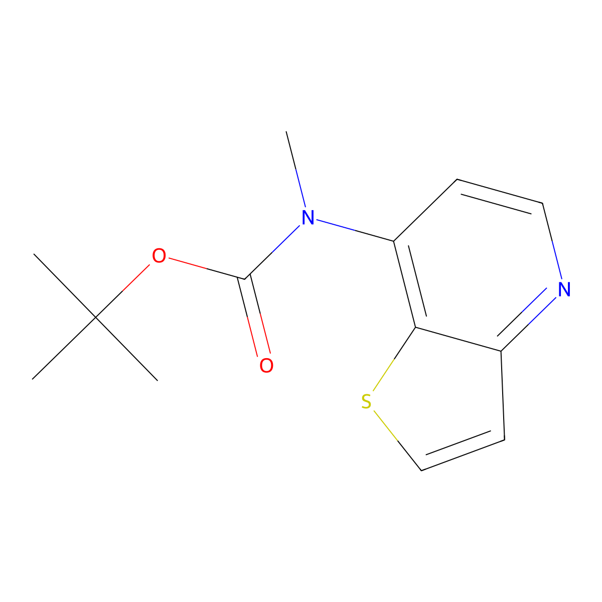 tert-butyl N-methyl-N-(thieno(3,2-b)pyridin-7-yl)carbamate molecular structure, CAS 2225142-05-0