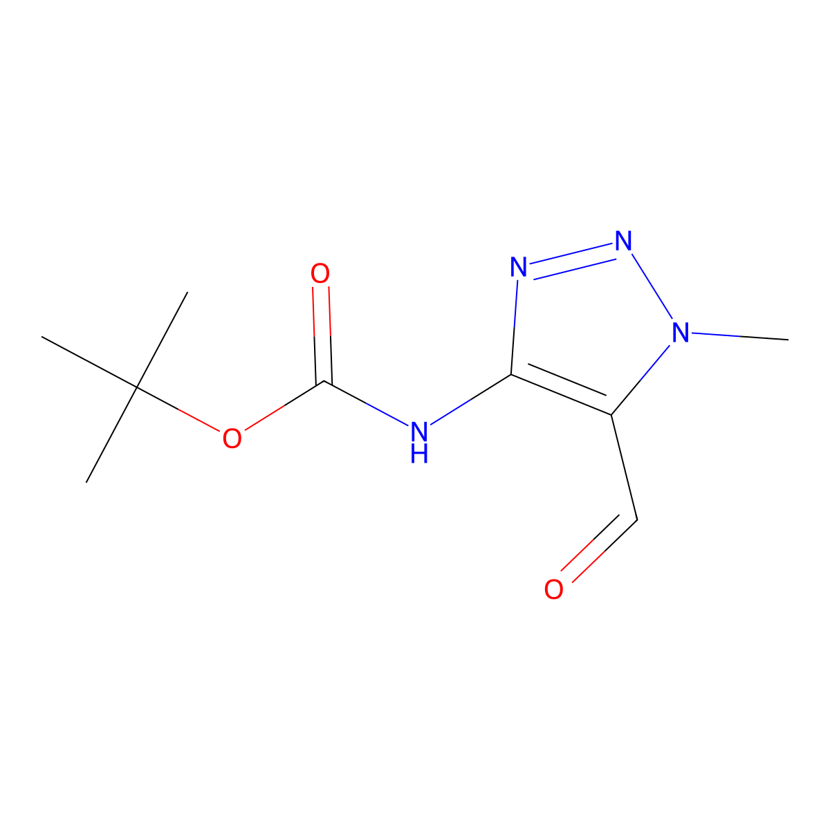 tert-butyl N-(5-formyl-1-methyl-1H-1,2,3-triazol-4-yl)carbamate molecular structure, CAS 2225142-18-5