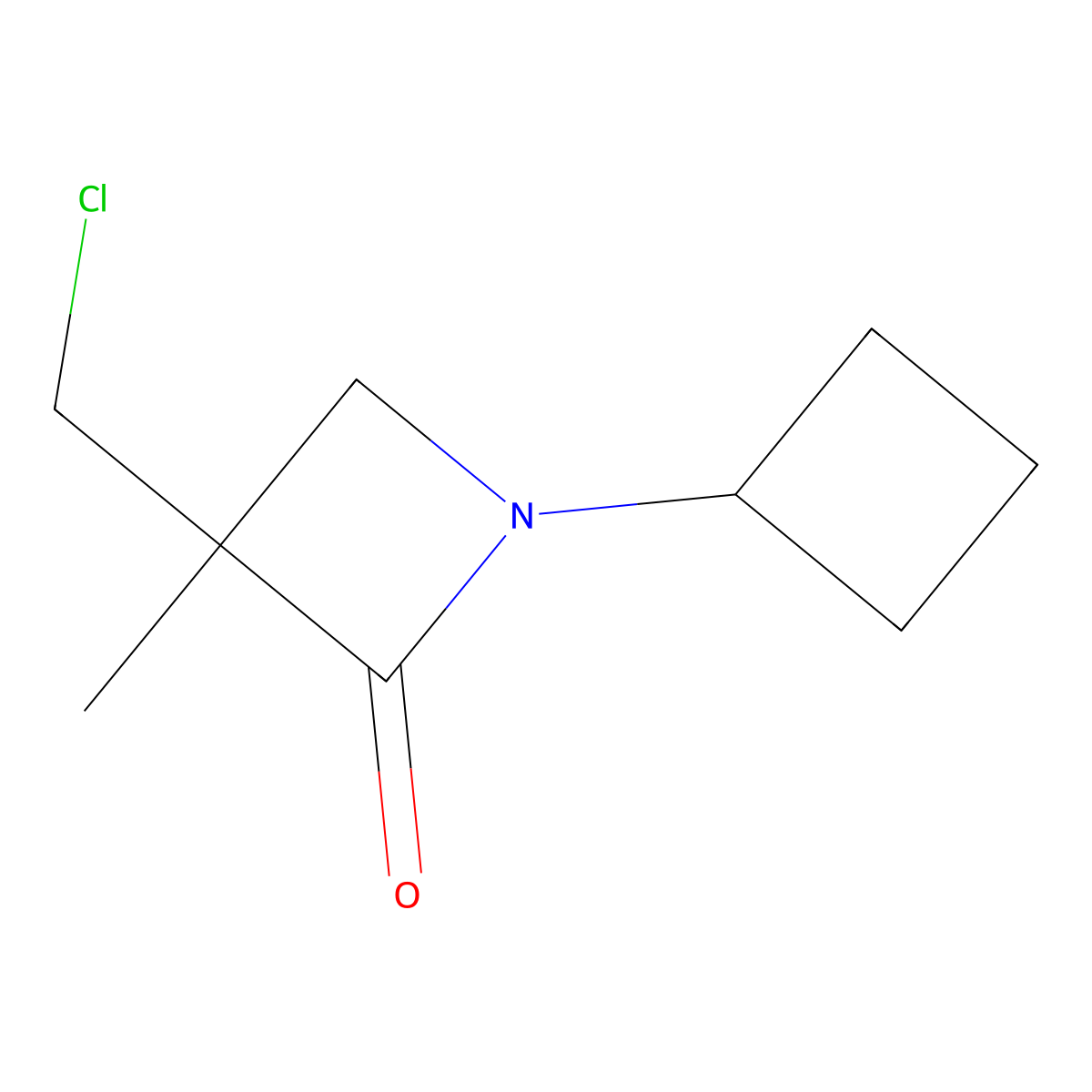 3-(Chloromethyl)-1-cyclobutyl-3-methylazetidin-2-one molecular structure, CAS 2225142-25-4