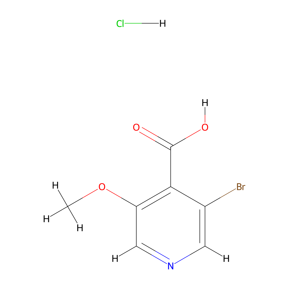 3-Bromo-5-methoxypyridine-4-carboxylic acid hydrochloride molecular structure, CAS 2225142-26-5