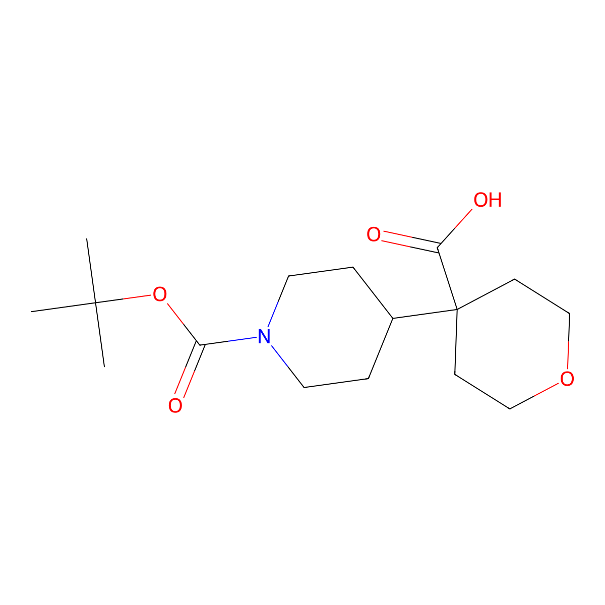 4-{1-[(Tert-butoxy)carbonyl]piperidin-4-yl}oxane-4-carboxylic acid molecular structure, CAS 2225142-28-7