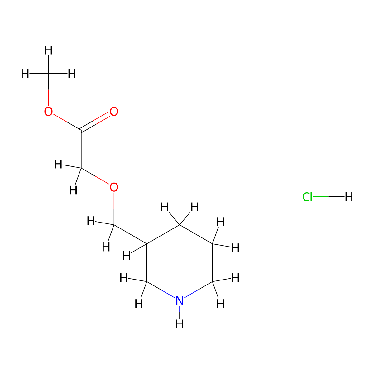 Methyl 2-((piperidin-3-yl)methoxy)acetate hydrochloride molecular structure, CAS 2225142-30-1