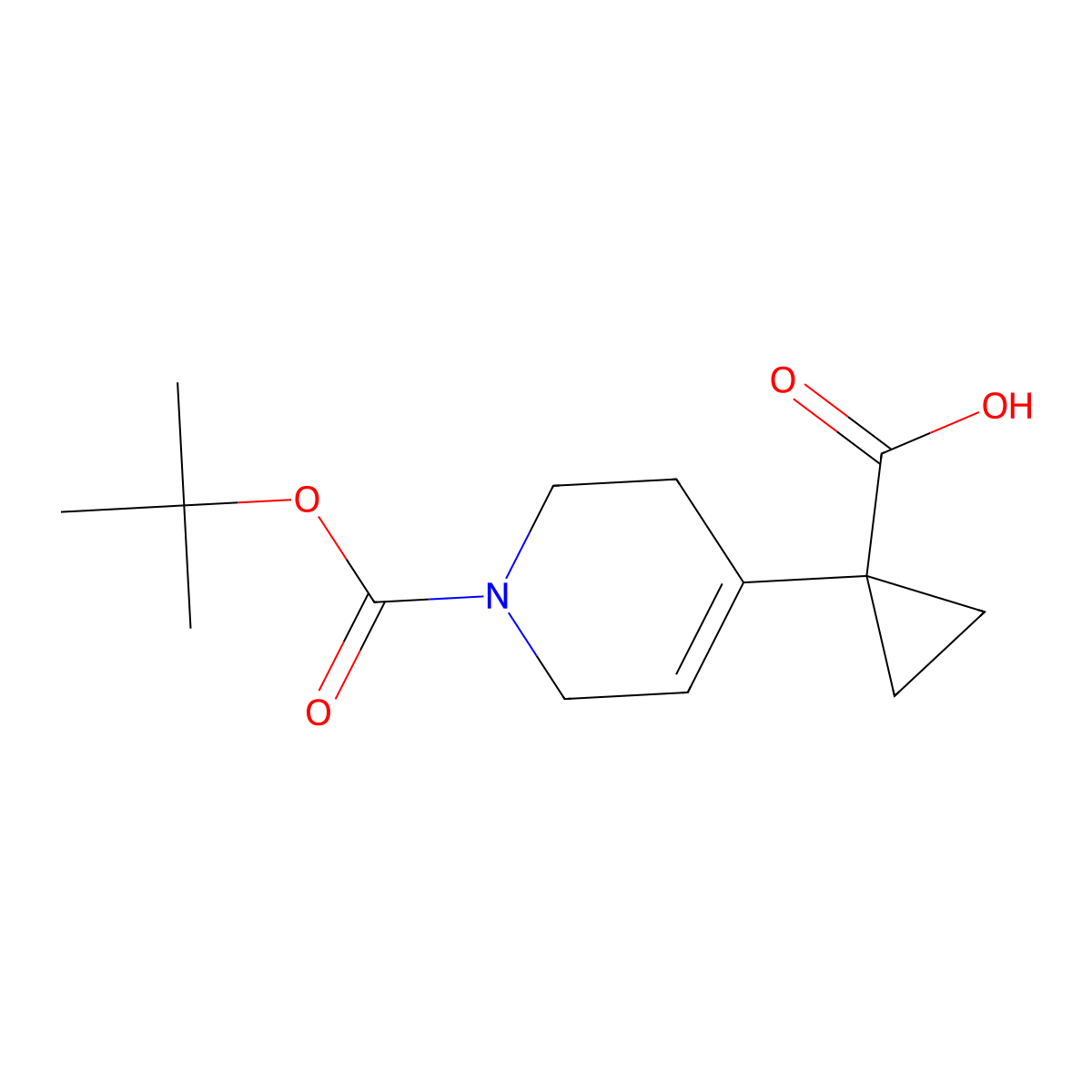 1-{1-[(Tert-butoxy)carbonyl]-1,2,3,6-tetrahydropyridin-4-yl}cyclopropane-1-carboxylic acid molecular structure, CAS 2225142-53-8