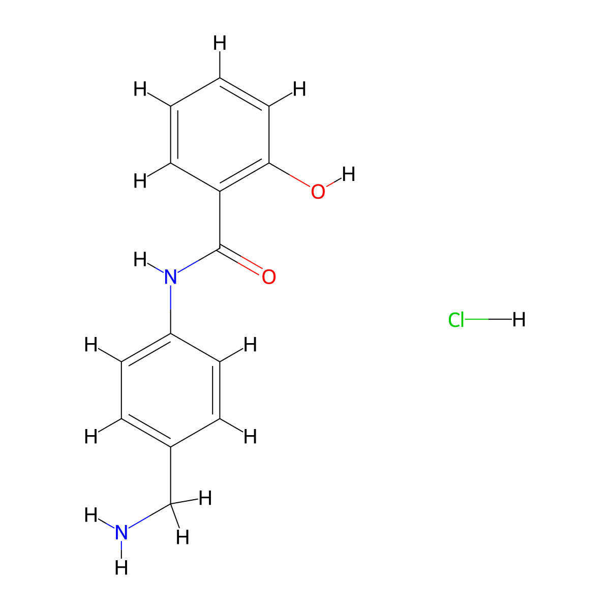 N-[4-(aminomethyl)phenyl]-2-hydroxybenzamide hydrochloride molecular structure, CAS 2225142-55-0