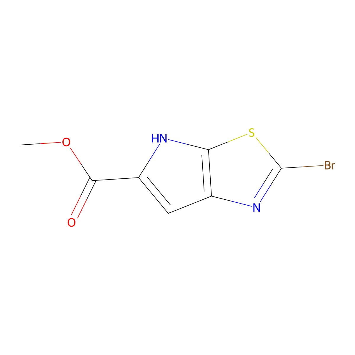 Methyl 2-bromo-4H-pyrrolo[3,2-d][1,3]thiazole-5-carboxylate molecular structure, CAS 2225143-90-6