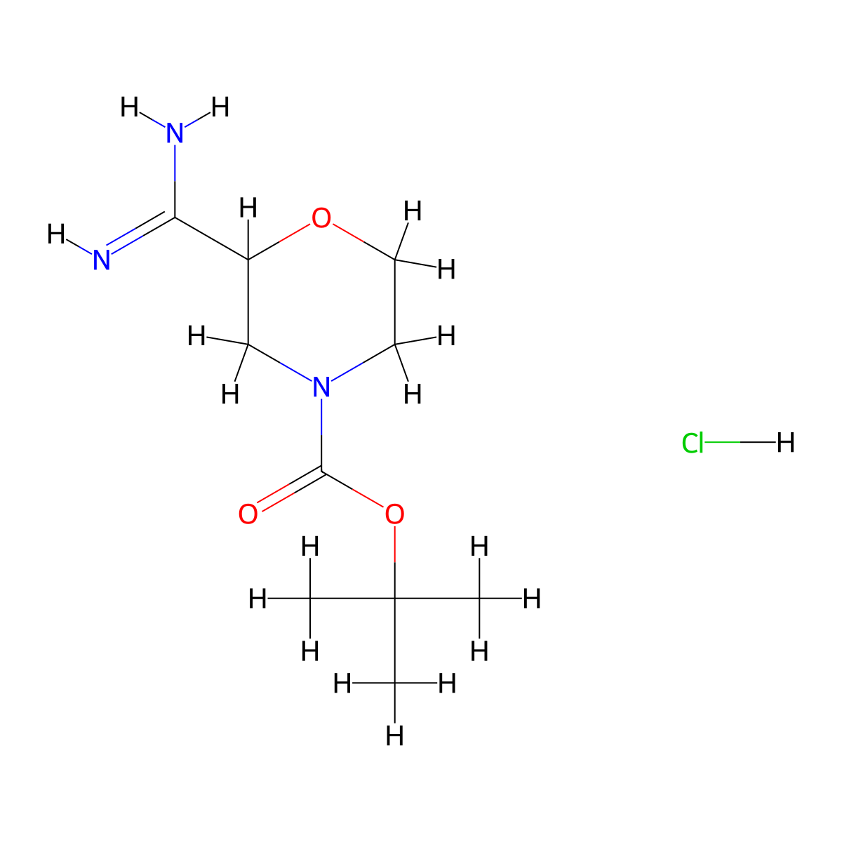 Tert-butyl 2-carbamimidoylmorpholine-4-carboxylate hydrochloride molecular structure, CAS 2225143-97-3