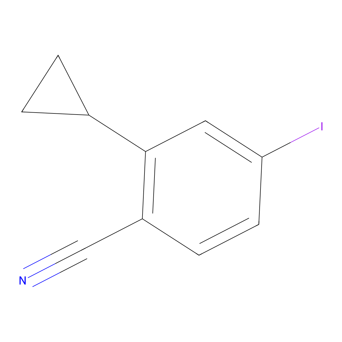 2-Cyclopropyl-4-iodobenzonitrile molecular structure, CAS 2225144-00-1