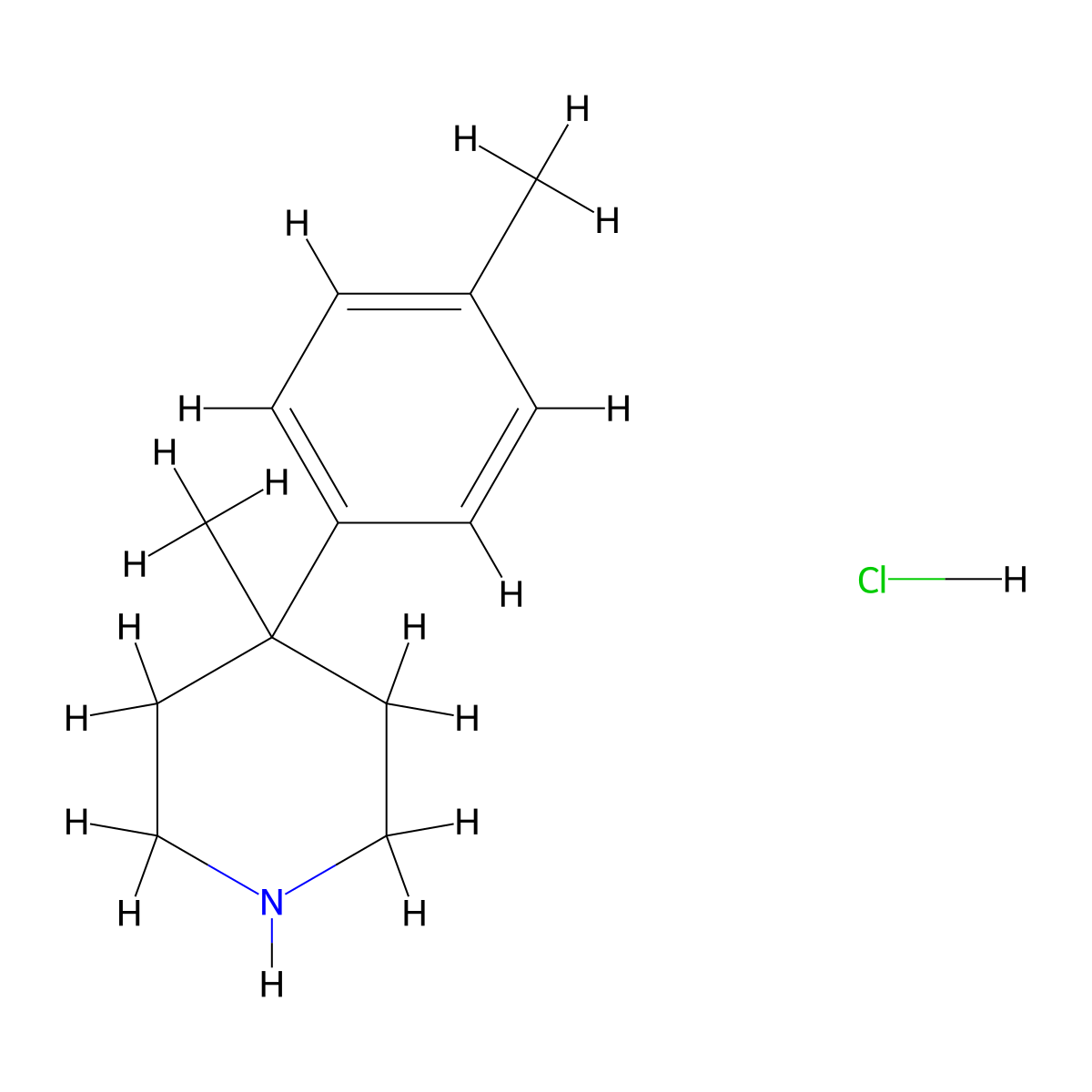 4-Methyl-4-(4-methylphenyl)piperidine hydrochloride molecular structure, CAS 2225144-04-5