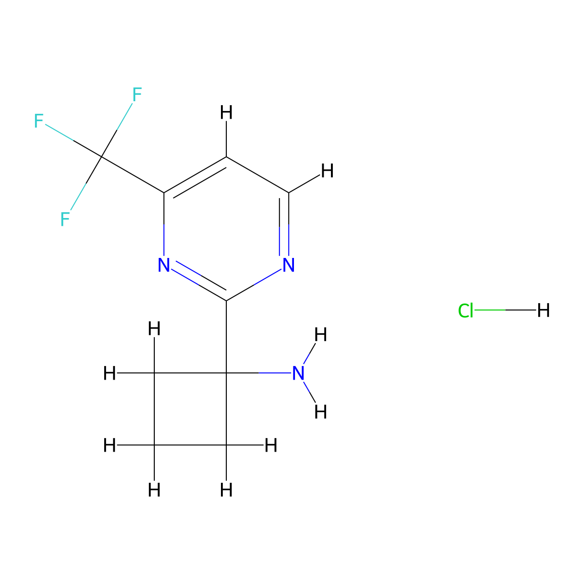 1-[4-(Trifluoromethyl)pyrimidin-2-yl]cyclobutan-1-amine hydrochloride molecular structure, CAS 2225144-06-7