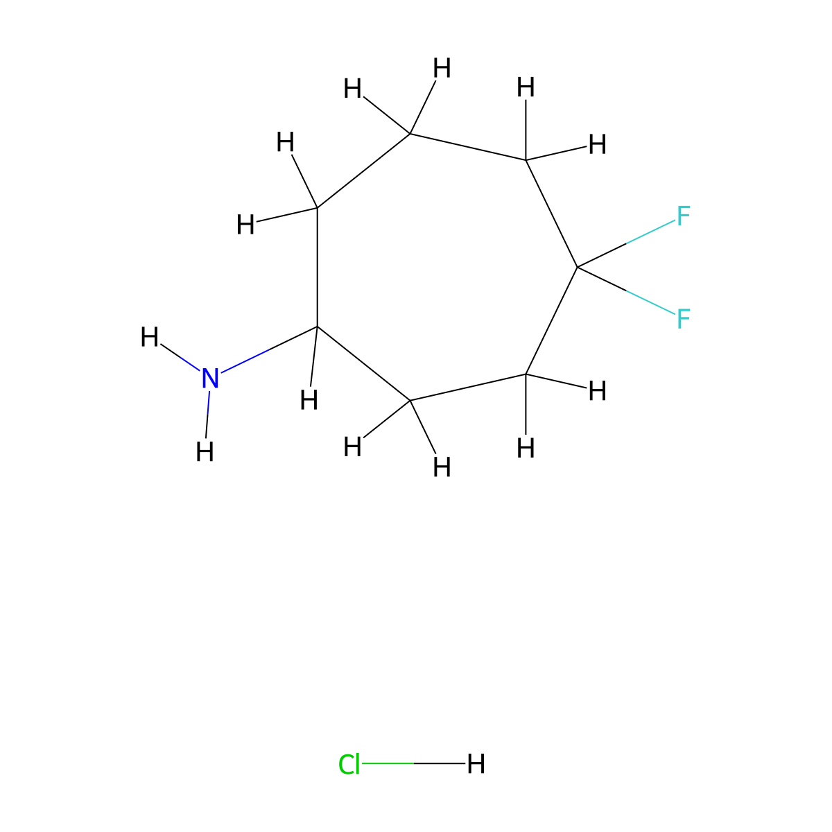 4,4-Difluorocycloheptan-1-amine hydrochloride molecular structure, CAS 2225144-07-8
