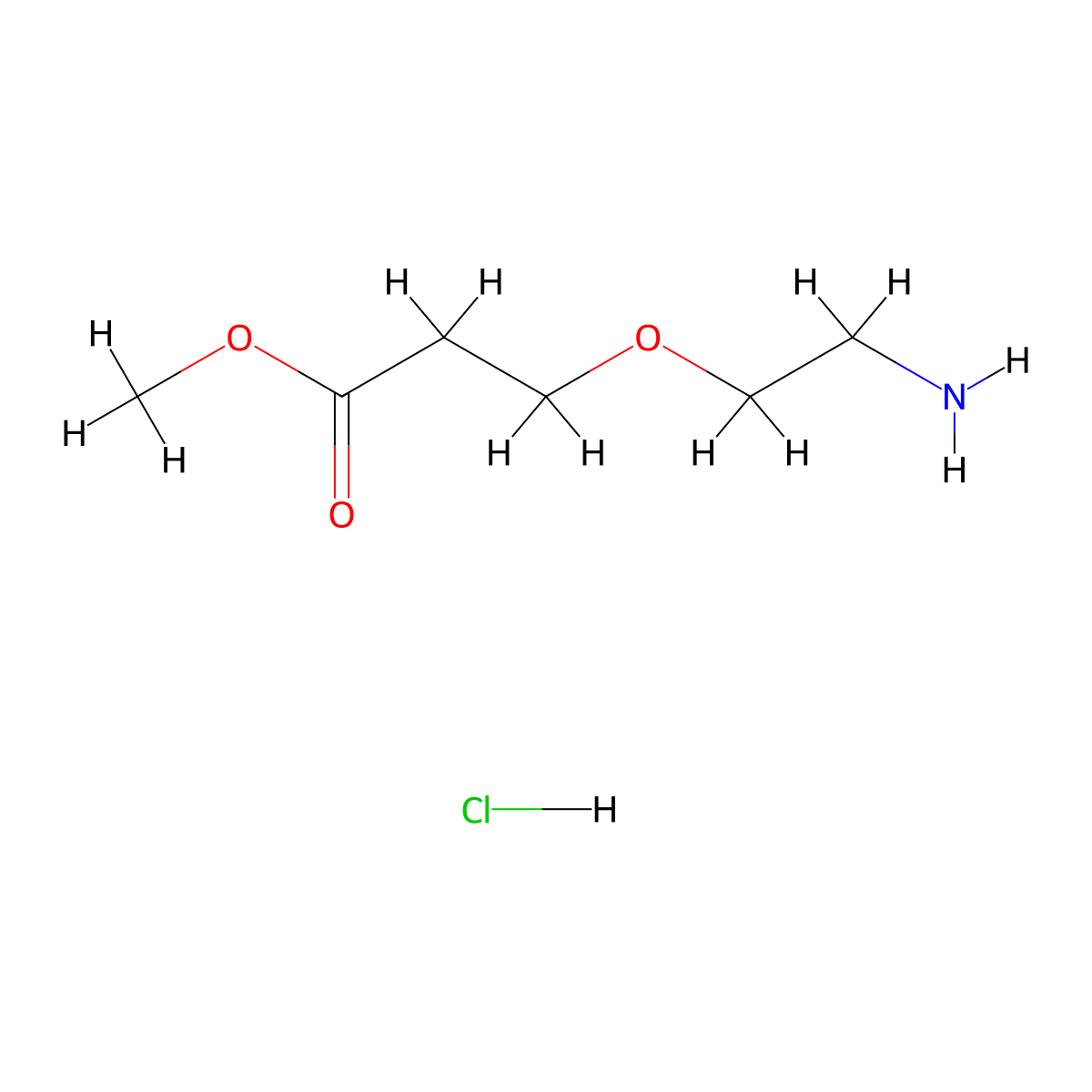 Methyl 3-(2-aminoethoxy)propanoate hydrochloride molecular structure, CAS 2225144-12-5