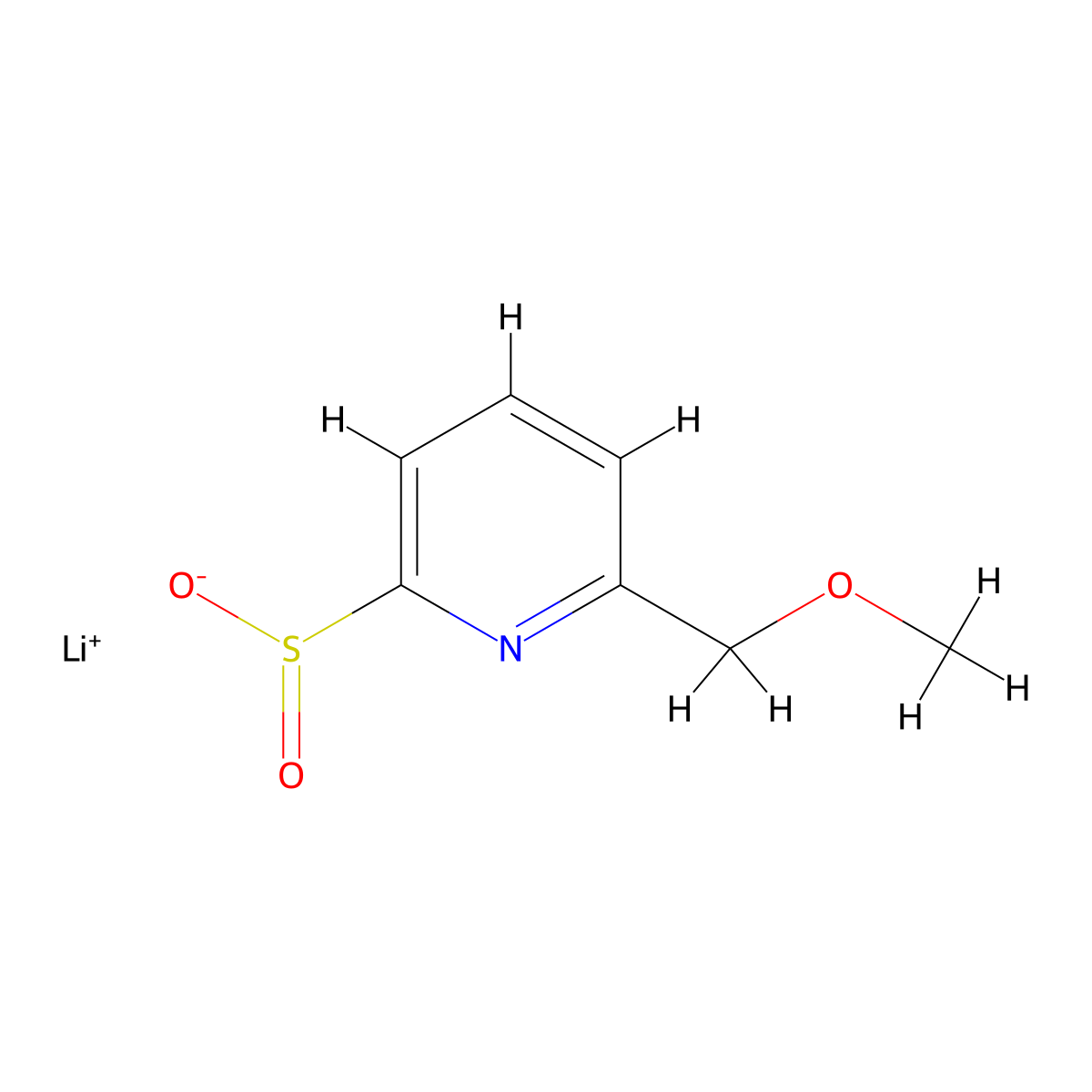 Lithium(1+) 6-(methoxymethyl)pyridine-2-sulfinate molecular structure, CAS 2225144-19-2