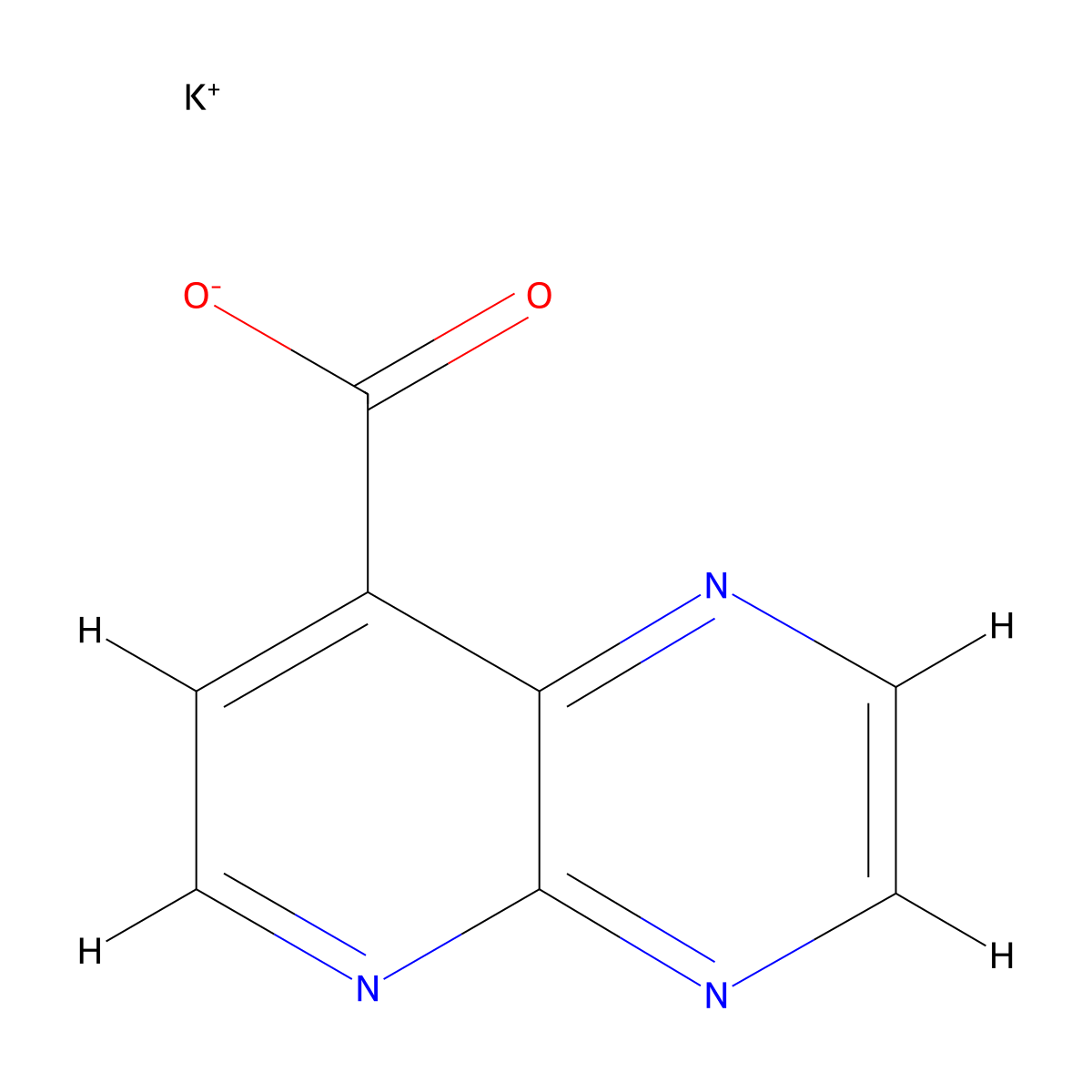 Potassium pyrido[2,3-b]pyrazine-8-carboxylate molecular structure, CAS 2225144-26-1