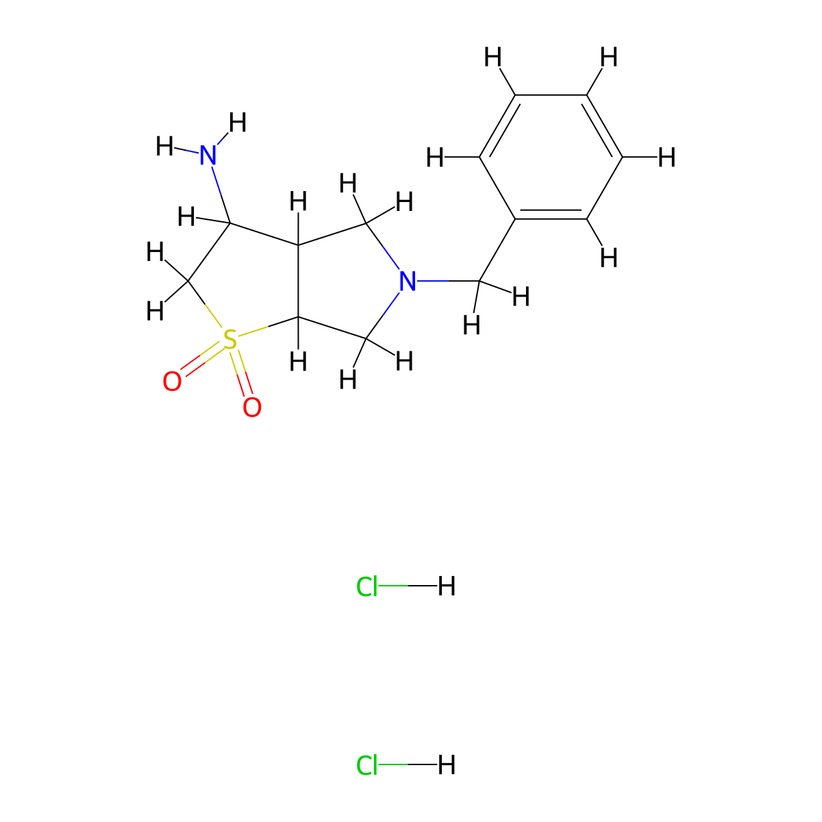 3-amino-5-benzyl-hexahydro-2H-1lambda6-thieno[2,3-c]pyrrole-1,1-dione dihydrochloride molecular structure, CAS 2225144-38-5