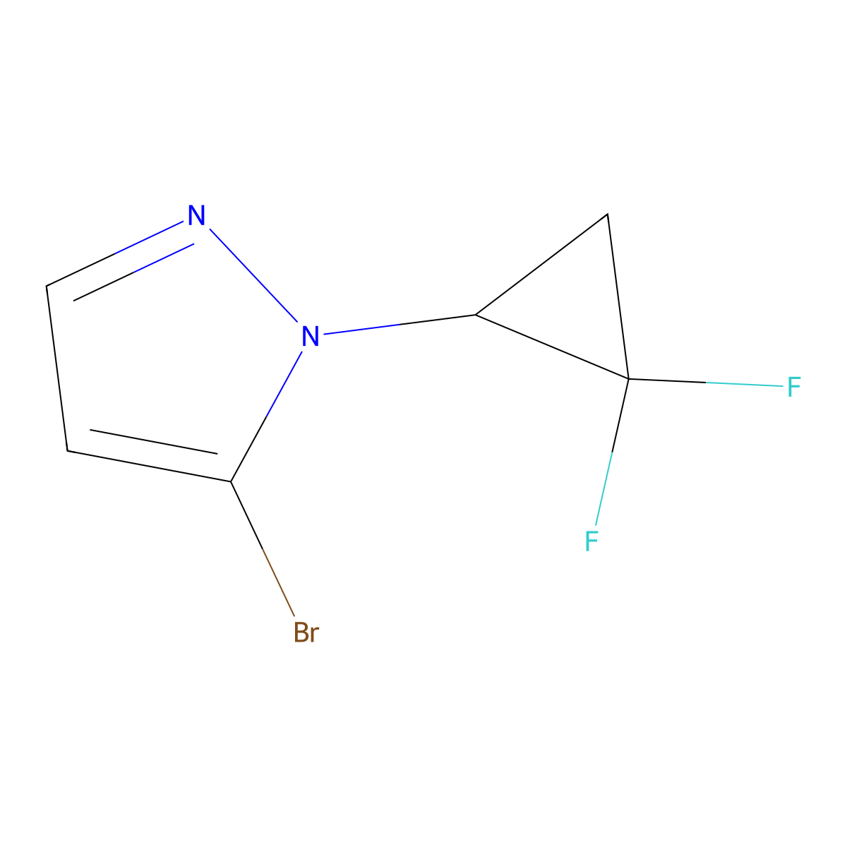 5-bromo-1-(2,2-difluorocyclopropyl)-1H-pyrazole molecular structure, CAS 2225144-53-4