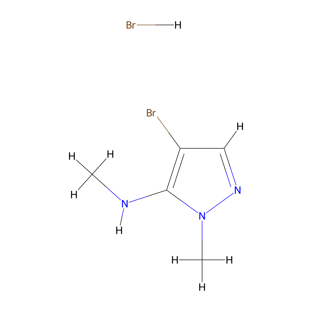4-Bromo-N,1-dimethyl-1H-pyrazol-5-amine hydrobromide molecular structure, CAS 2225144-68-1