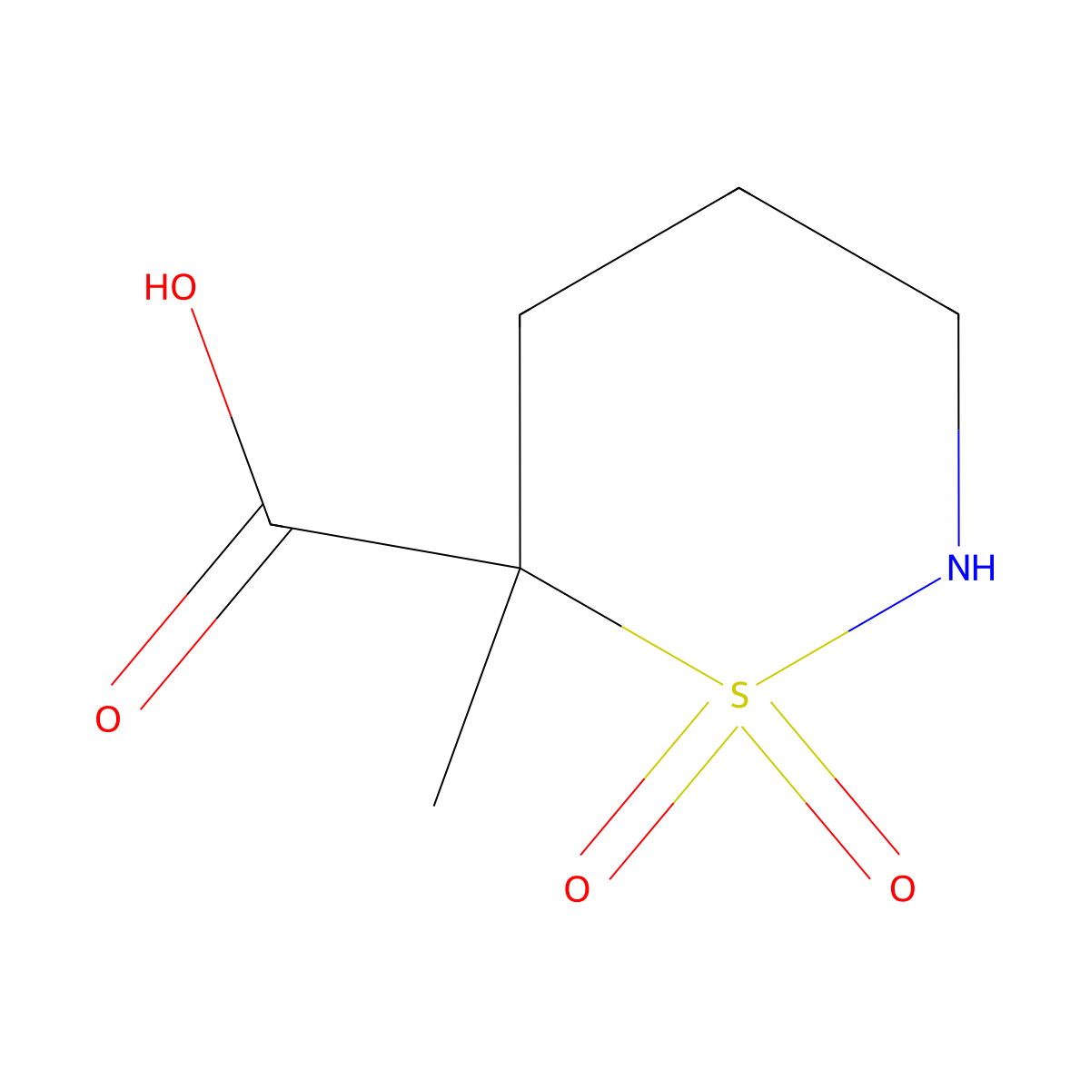 6-Methyl-1,1-dioxo-1lambda6,2-thiazinane-6-carboxylic acid molecular structure, CAS 2225144-84-1