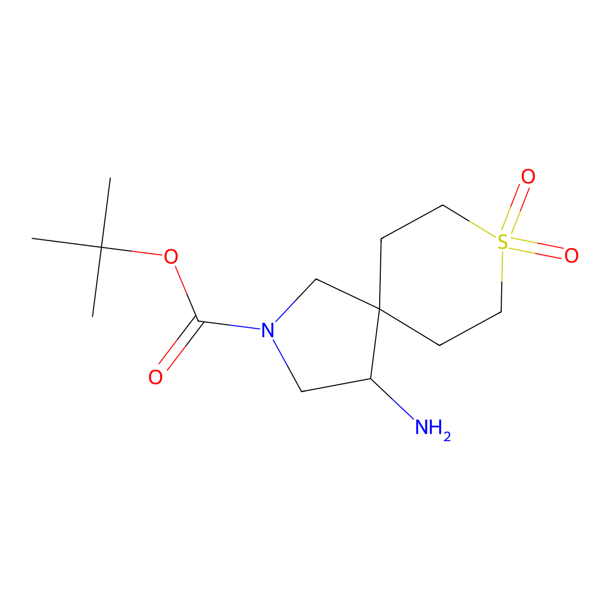 Tert-butyl 4-amino-8,8-dioxo-8lambda6-thia-2-azaspiro[4.5]decane-2-carboxylate molecular structure, CAS 2225144-87-4