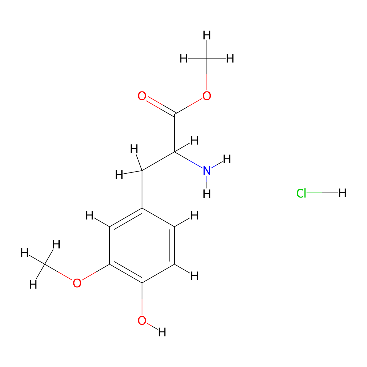 Methyl 2-amino-3-(4-hydroxy-3-methoxyphenyl)propanoate hydrochloride molecular structure, CAS 2225144-89-6