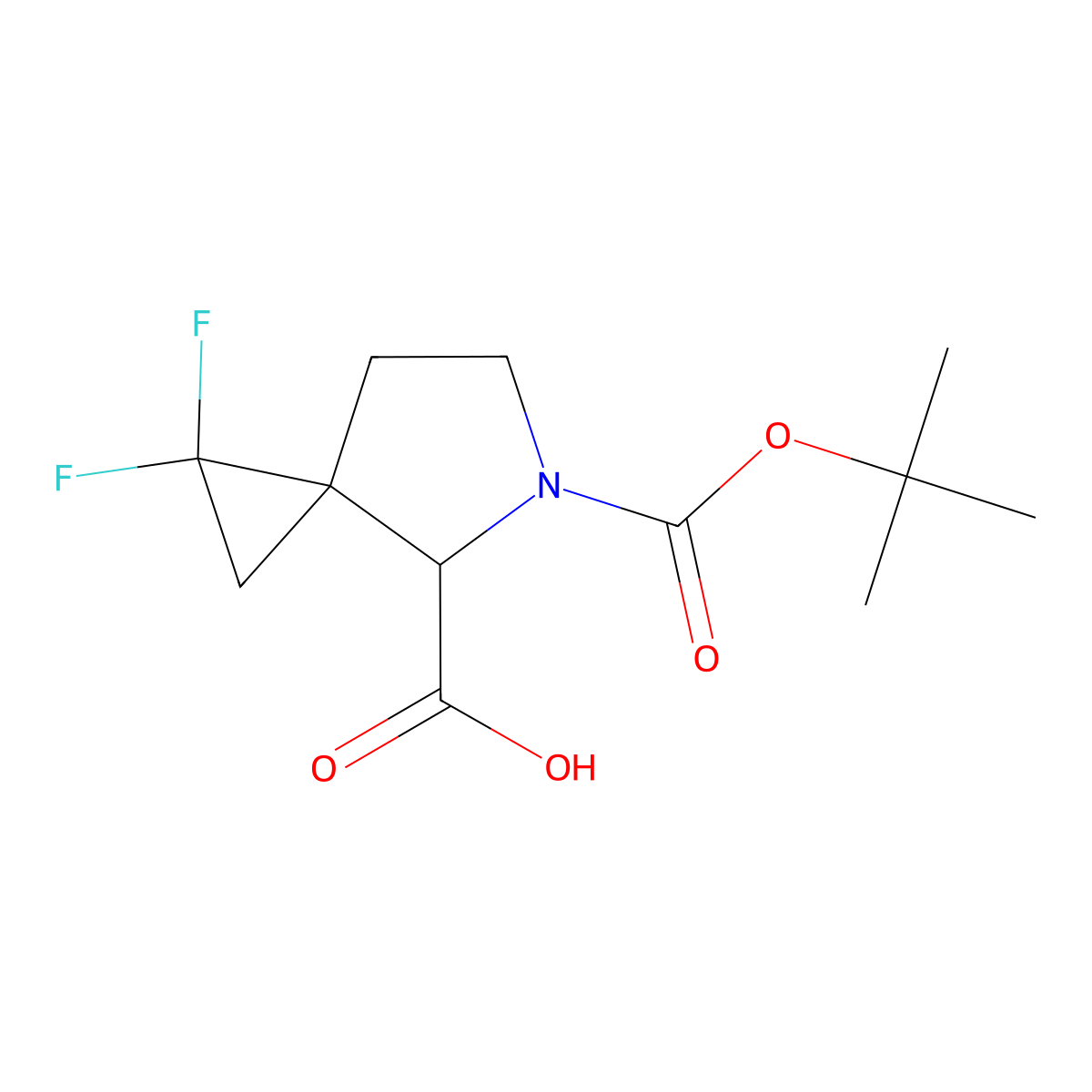 5-[(Tert-butoxy)carbonyl]-1,1-difluoro-5-azaspiro[2.4]heptane-4-carboxylic acid molecular structure, CAS 2225144-91-0
