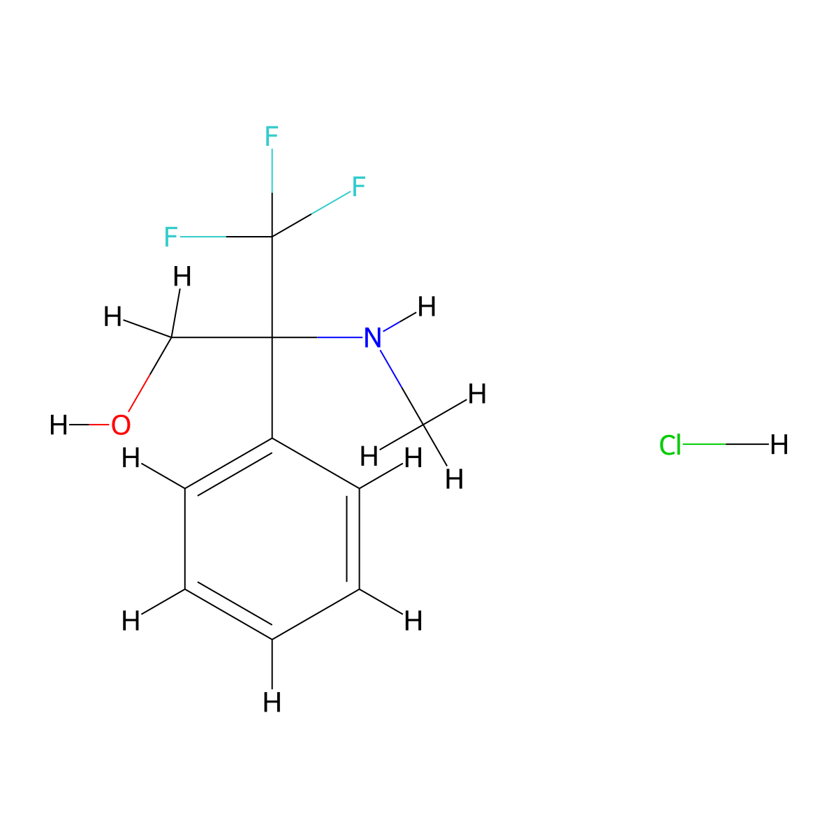 3,3,3-Trifluoro-2-(methylamino)-2-phenylpropan-1-ol hydrochloride molecular structure, CAS 2225144-94-3