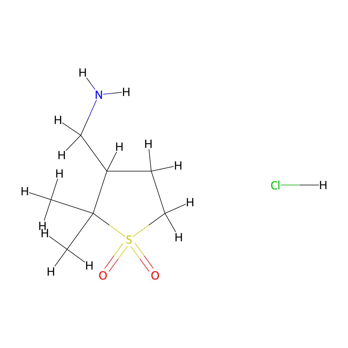 3-(Aminomethyl)-2,2-dimethyl-1lambda6-thiolane-1,1-dione hydrochloride molecular structure, CAS 2225145-00-4