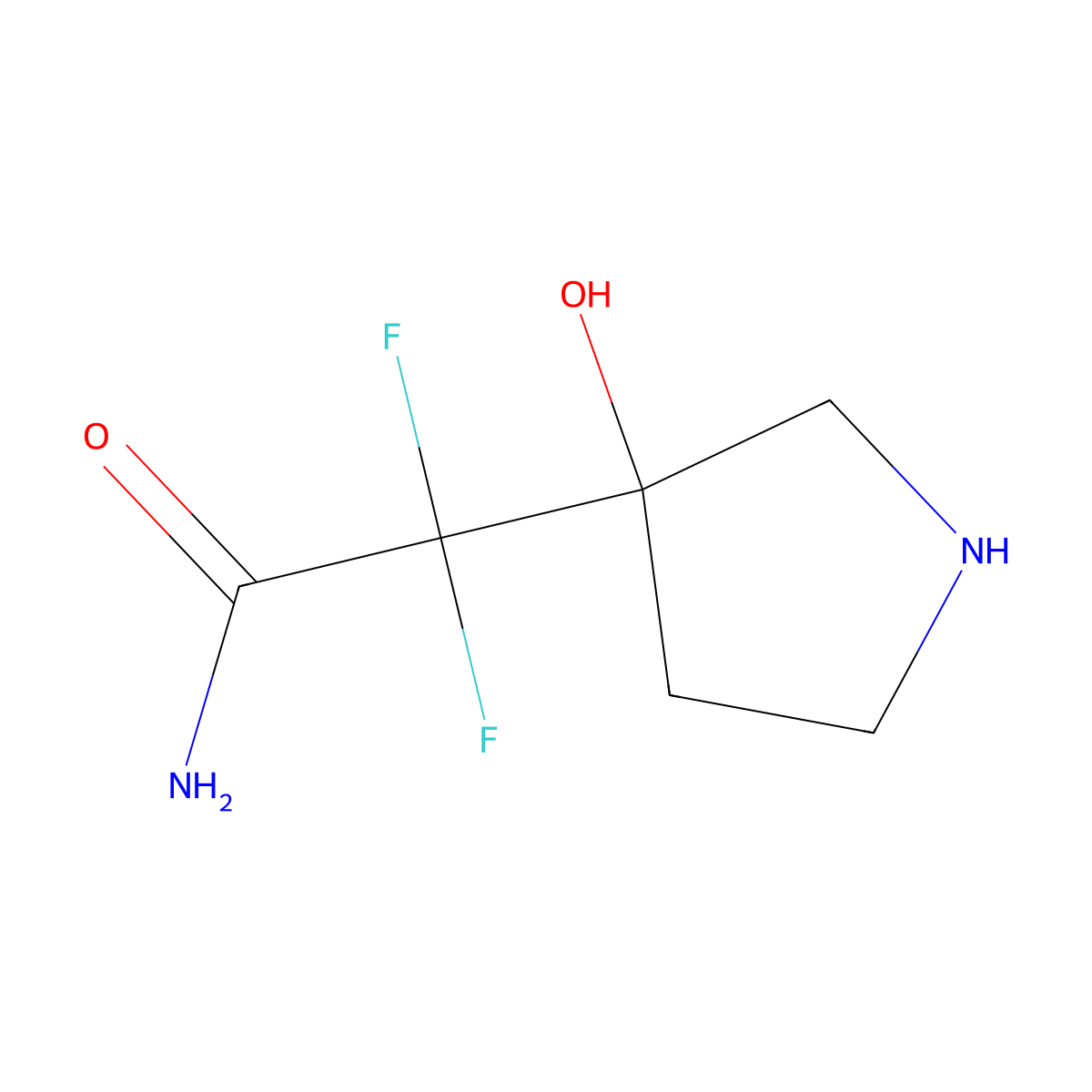 2,2-Difluoro-2-(3-hydroxypyrrolidin-3-yl)acetamide molecular structure, CAS 2225145-96-8