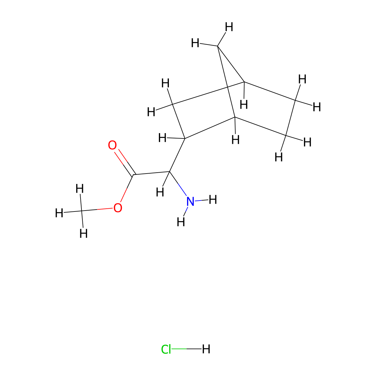 Methyl 2-amino-2-(bicyclo(2.2.1)heptan-2-yl)acetate hydrochloride molecular structure, CAS 2225145-98-0