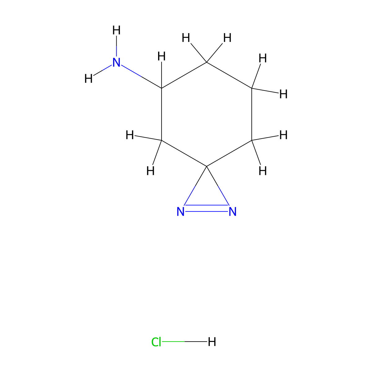 1,2-Diazaspiro(2.5)oct-1-en-5-amine hydrochloride molecular structure, CAS 2225145-99-1