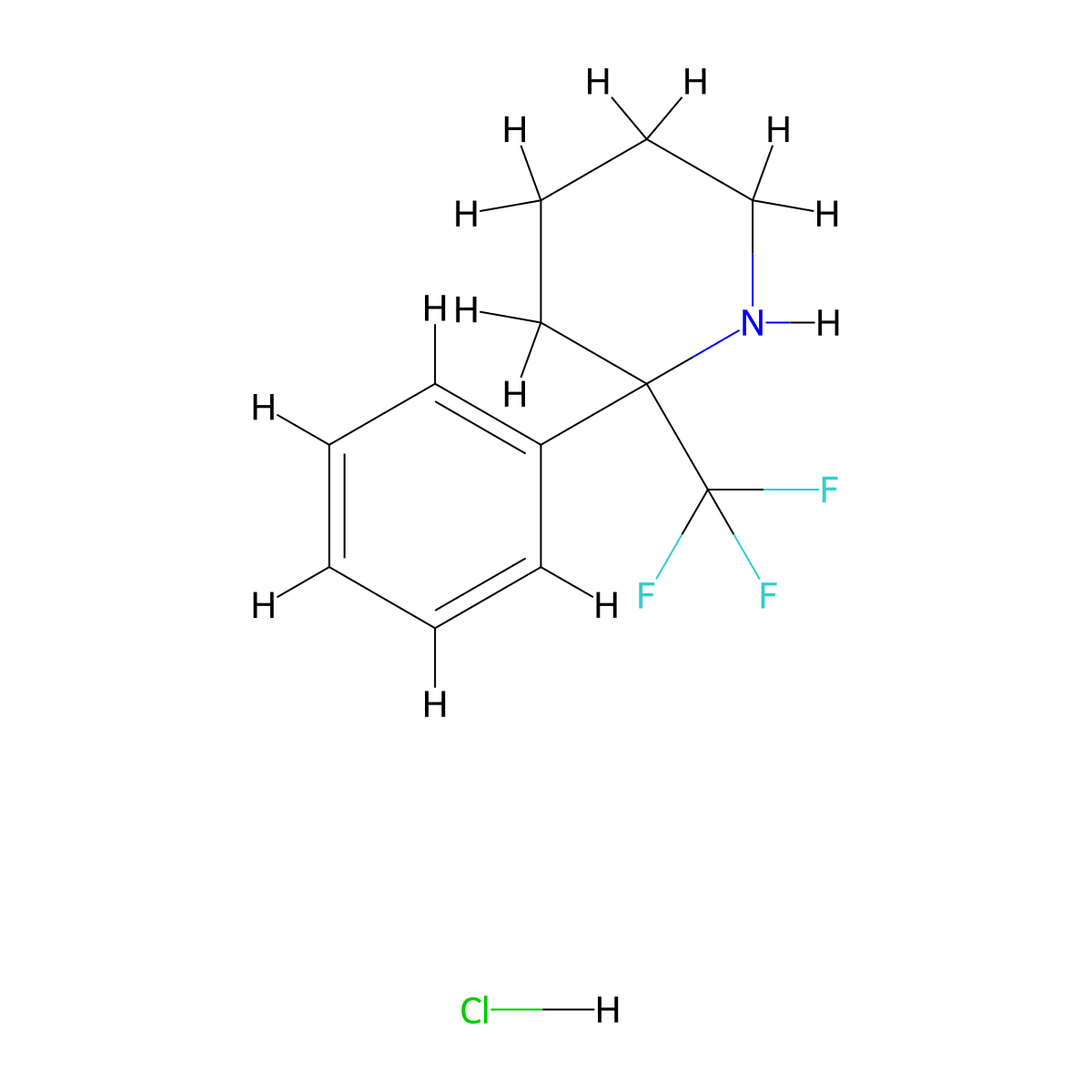 2-Phenyl-2-(trifluoromethyl)piperidine hydrochloride molecular structure, CAS 2225146-02-9