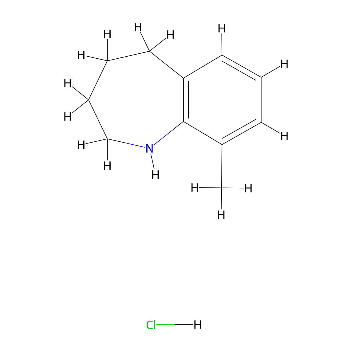 9-methyl-2,3,4,5-tetrahydro-1H-1-benzazepine hydrochloride molecular structure, CAS 2225146-03-0