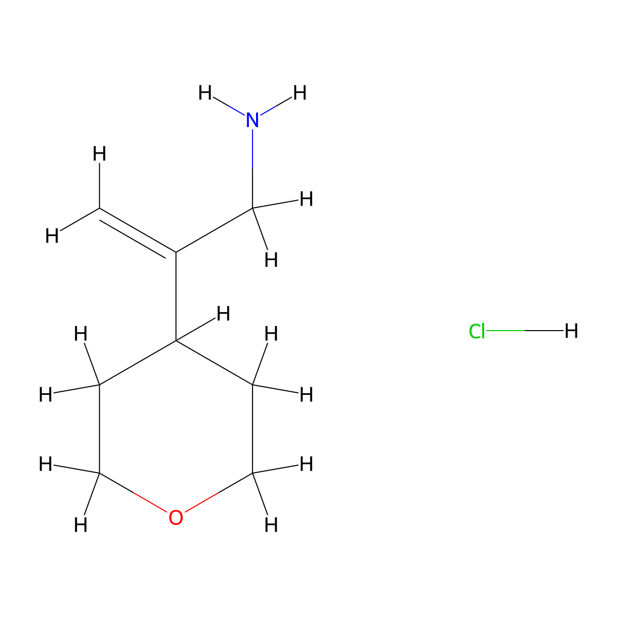 2-(Oxan-4-yl)prop-2-en-1-amine hydrochloride molecular structure, CAS 2225146-04-1