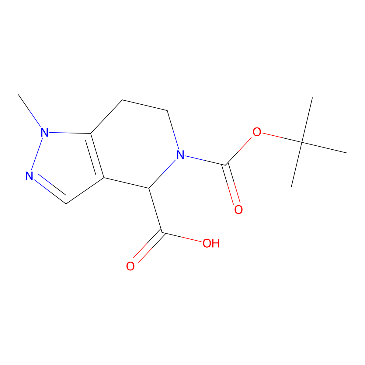 5-(tert-Butoxycarbonyl)-1-methyl-4,5,6,7-tetrahydro-1H-pyrazolo[4,3-c]pyridine-4-carboxylic acid molecular structure, CAS 2225146-05-2