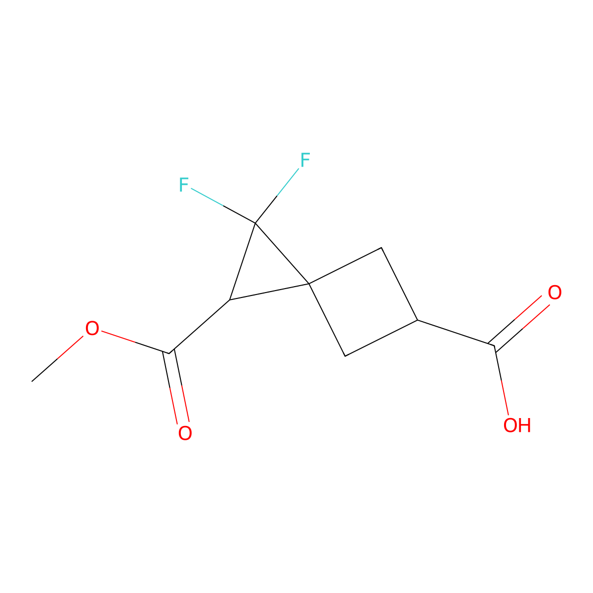 1,1-Difluoro-2-(methoxycarbonyl)spiro[2.3]hexane-5-carboxylic acid molecular structure, CAS 2225146-06-3
