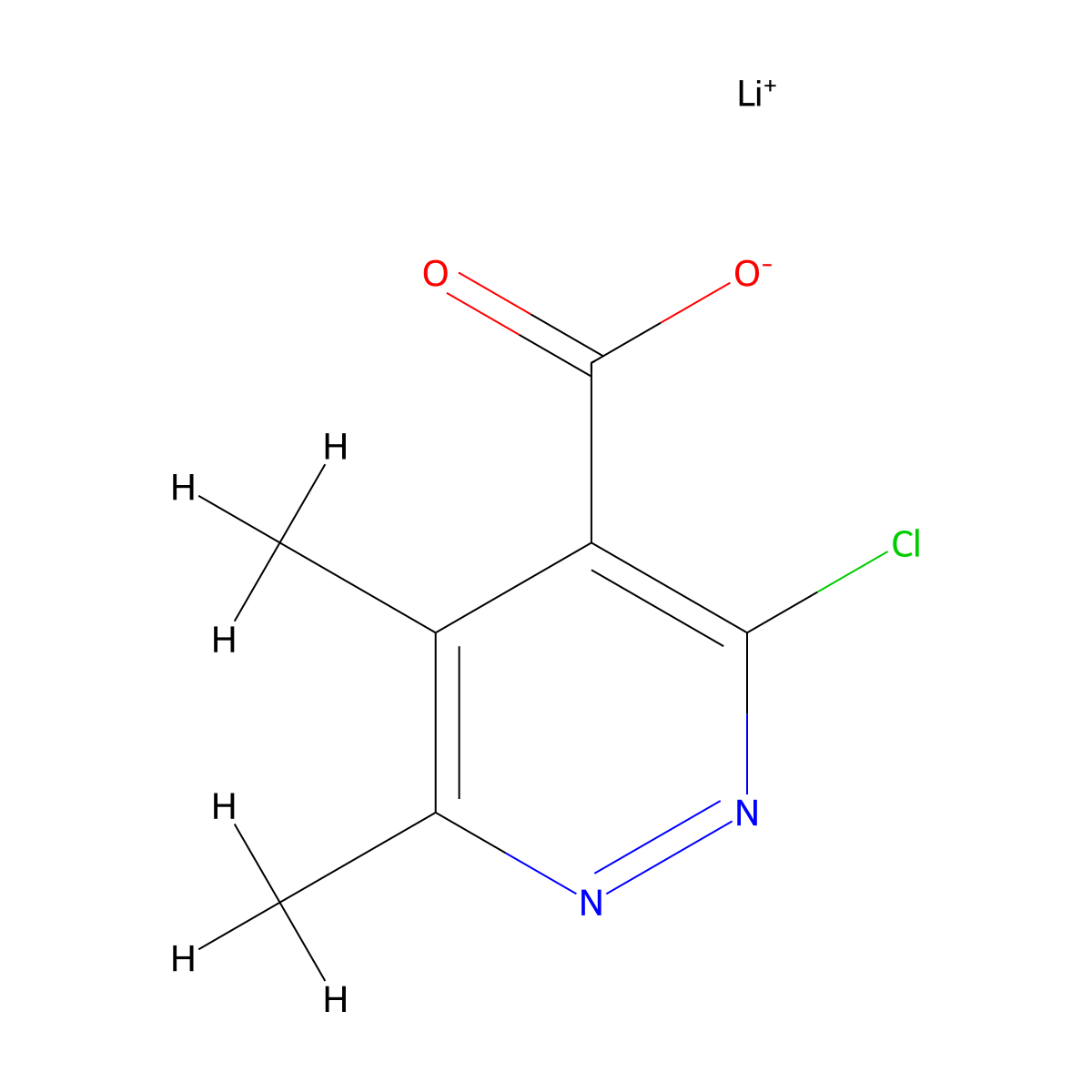 Lithium(1+) ion 3-chloro-5,6-dimethylpyridazine-4-carboxylate molecular structure, CAS 2225146-12-1